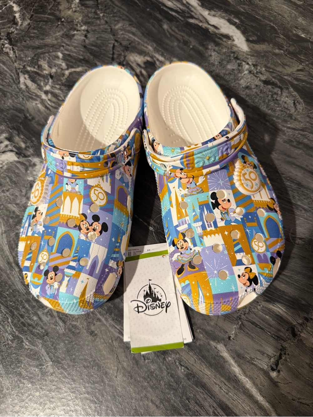 Limited Edition Walt Disney 50th Anniversary Crocs- Blue, Gold, White